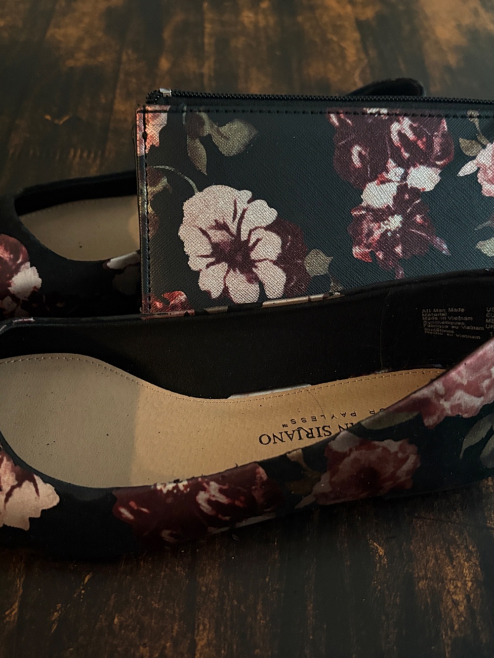 Christian Siriano Black Floral Pointed Ballet Flats 3 pieces